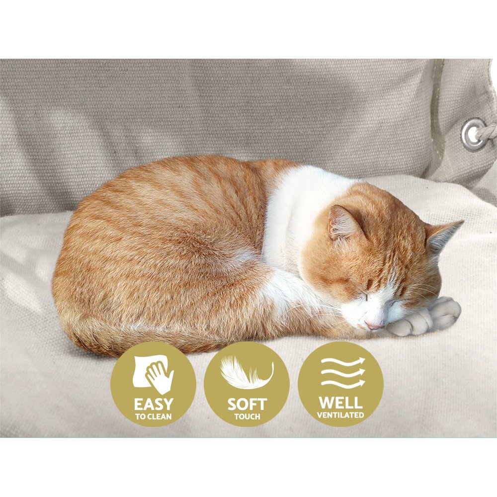 Gardeon Hammock Chair Hanging with Armrest Camping Hammocks Cream - Image 5