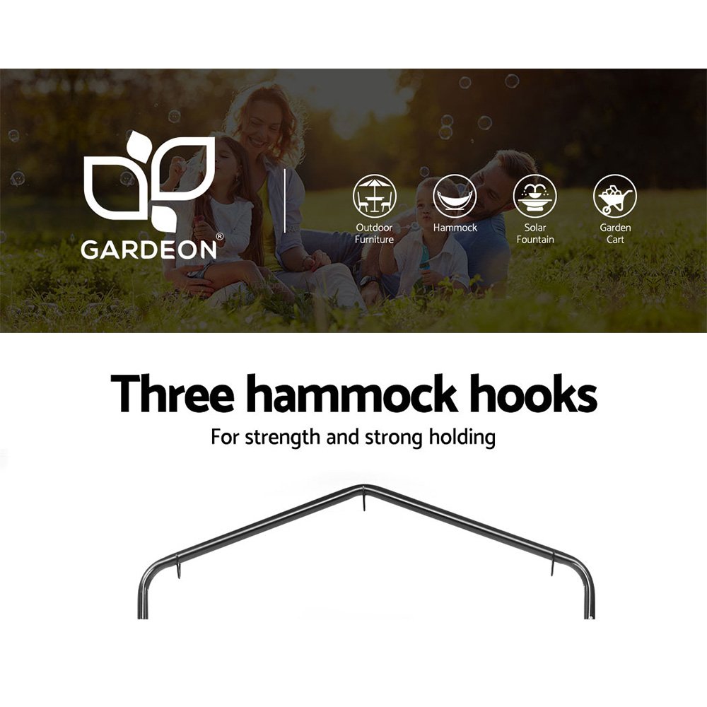 Gardeon Outdoor Hammock Chair with Stand Tassel Hanging Rope Hammocks Grey - Image 4