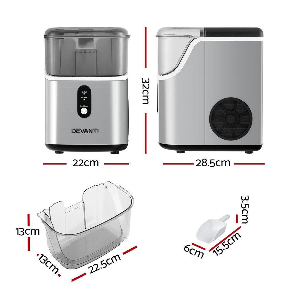Devanti Ice Maker Machine 15kg Nugget Ice Cube - Image 2