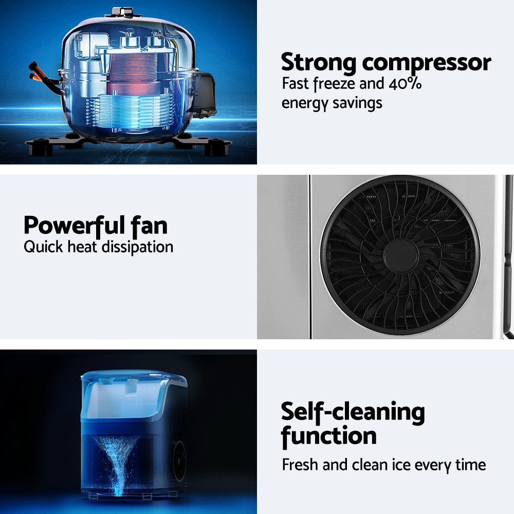 Devanti Ice Maker Machine 15kg Nugget Ice Cube - Image 6