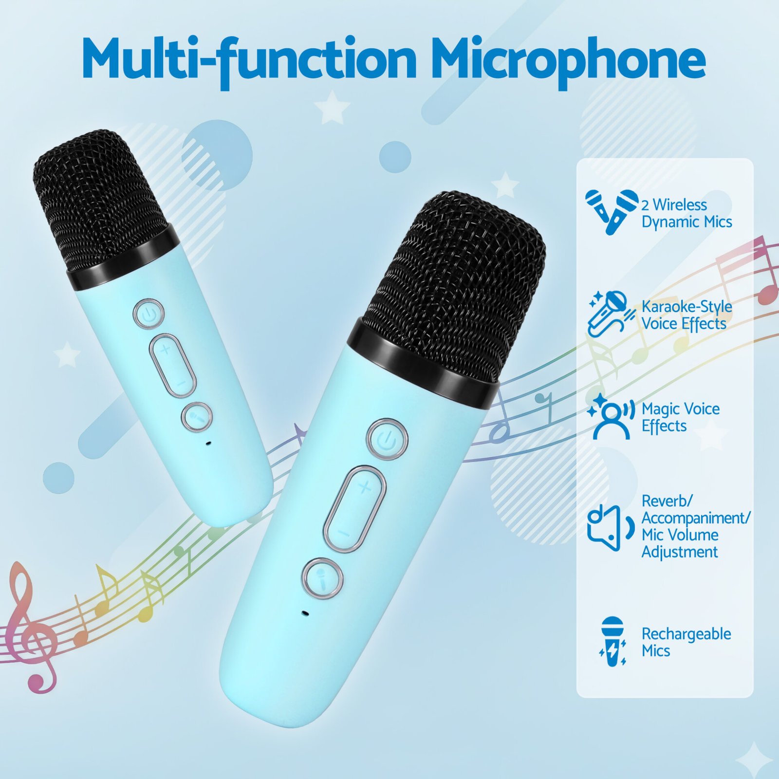 Alpha Mini Portable Karaoke Machine for Adults Kids with 2 Wireless Microphones - Image 5