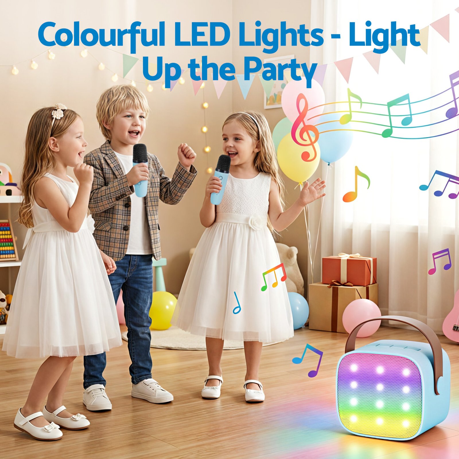 Alpha Mini Portable Karaoke Machine for Adults Kids with 2 Wireless Microphones - Image 8