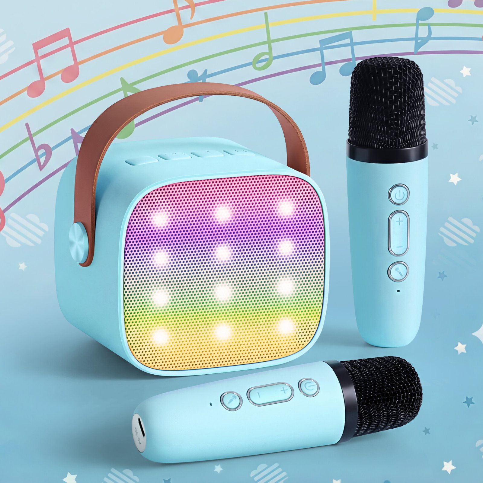Alpha Mini Portable Karaoke Machine for Adults Kids with 2 Wireless Microphones - Image 11