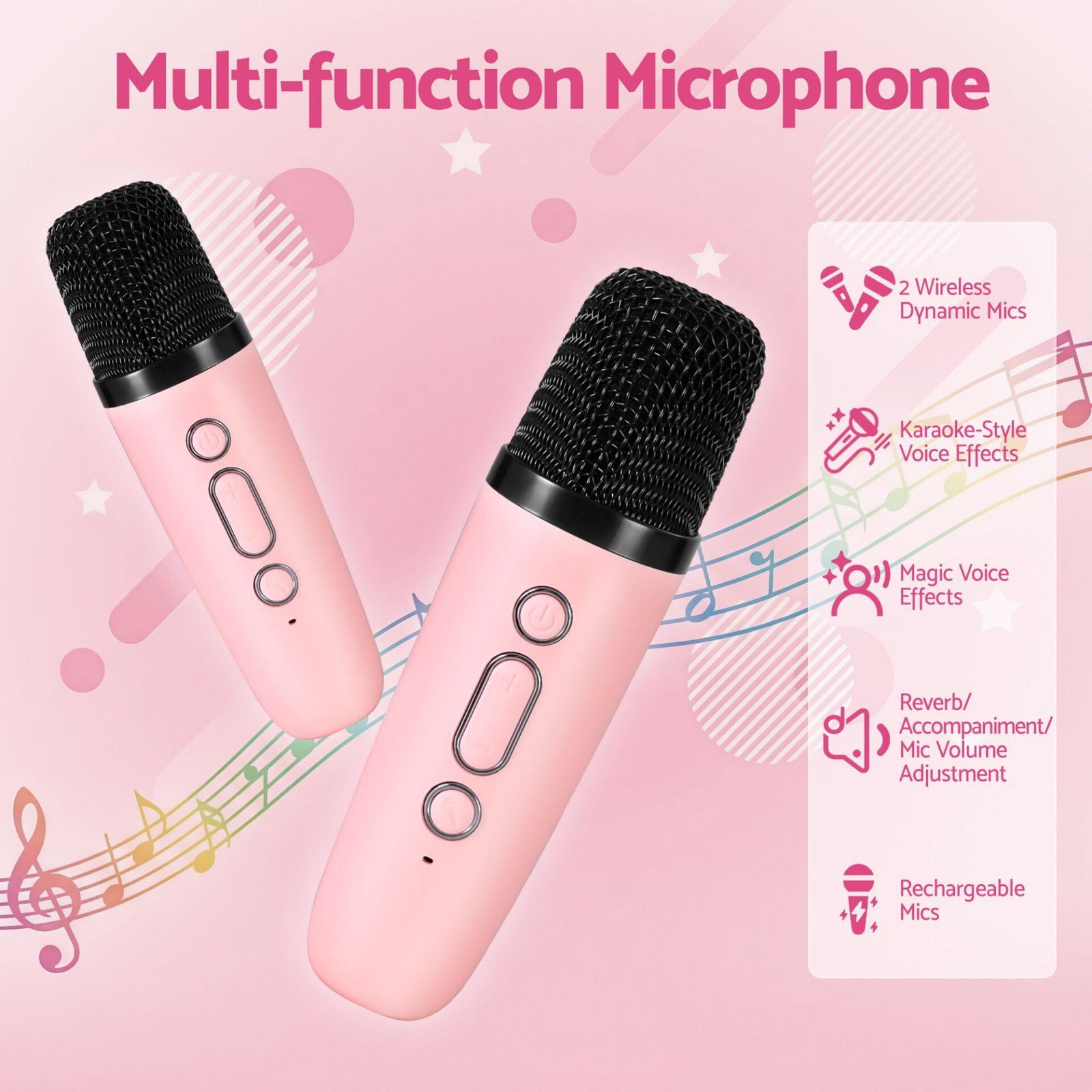 Alpha Mini Portable Karaoke Machine for Adults Kids with 2 Wireless Microphones - Image 5