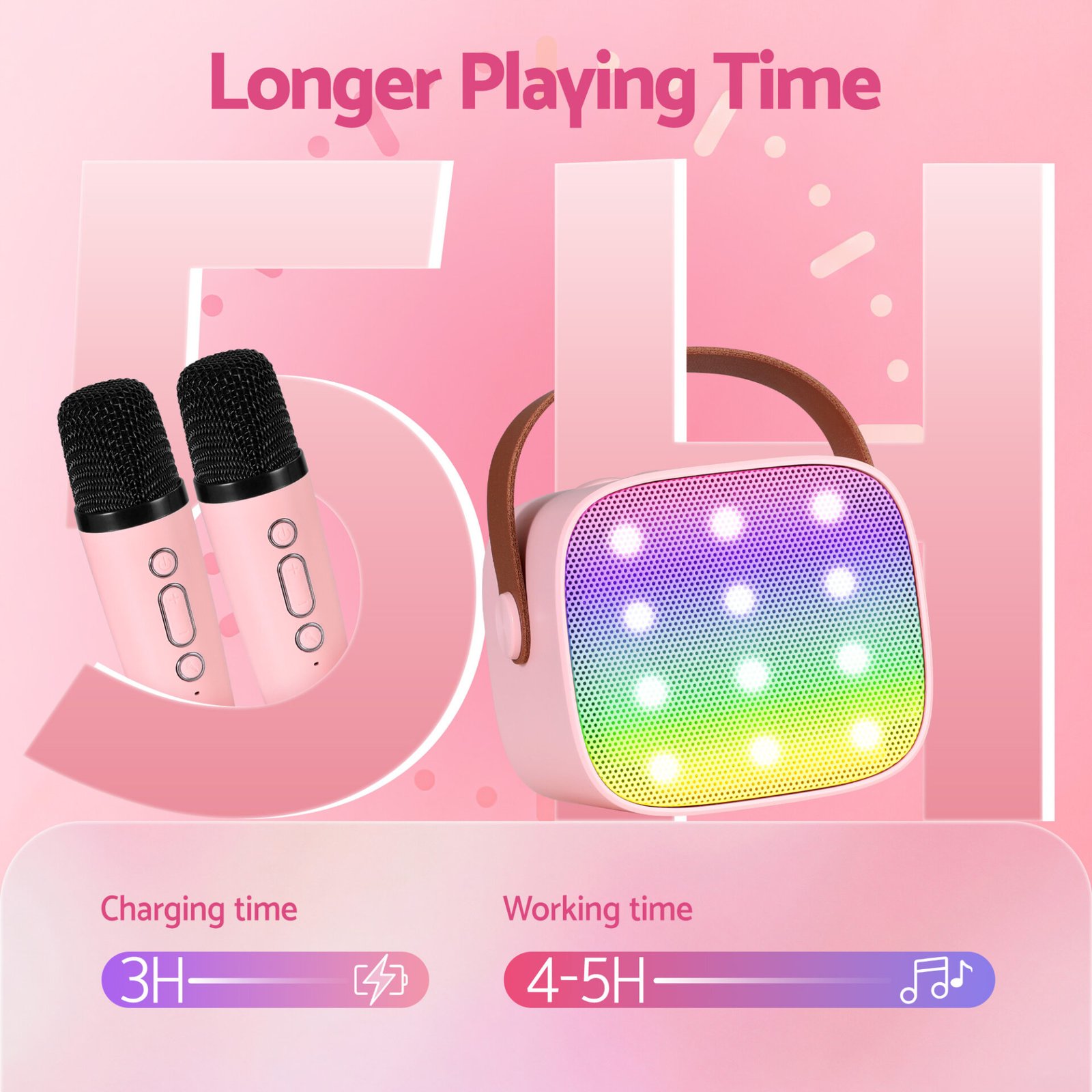 Alpha Mini Portable Karaoke Machine for Adults Kids with 2 Wireless Microphones - Image 7