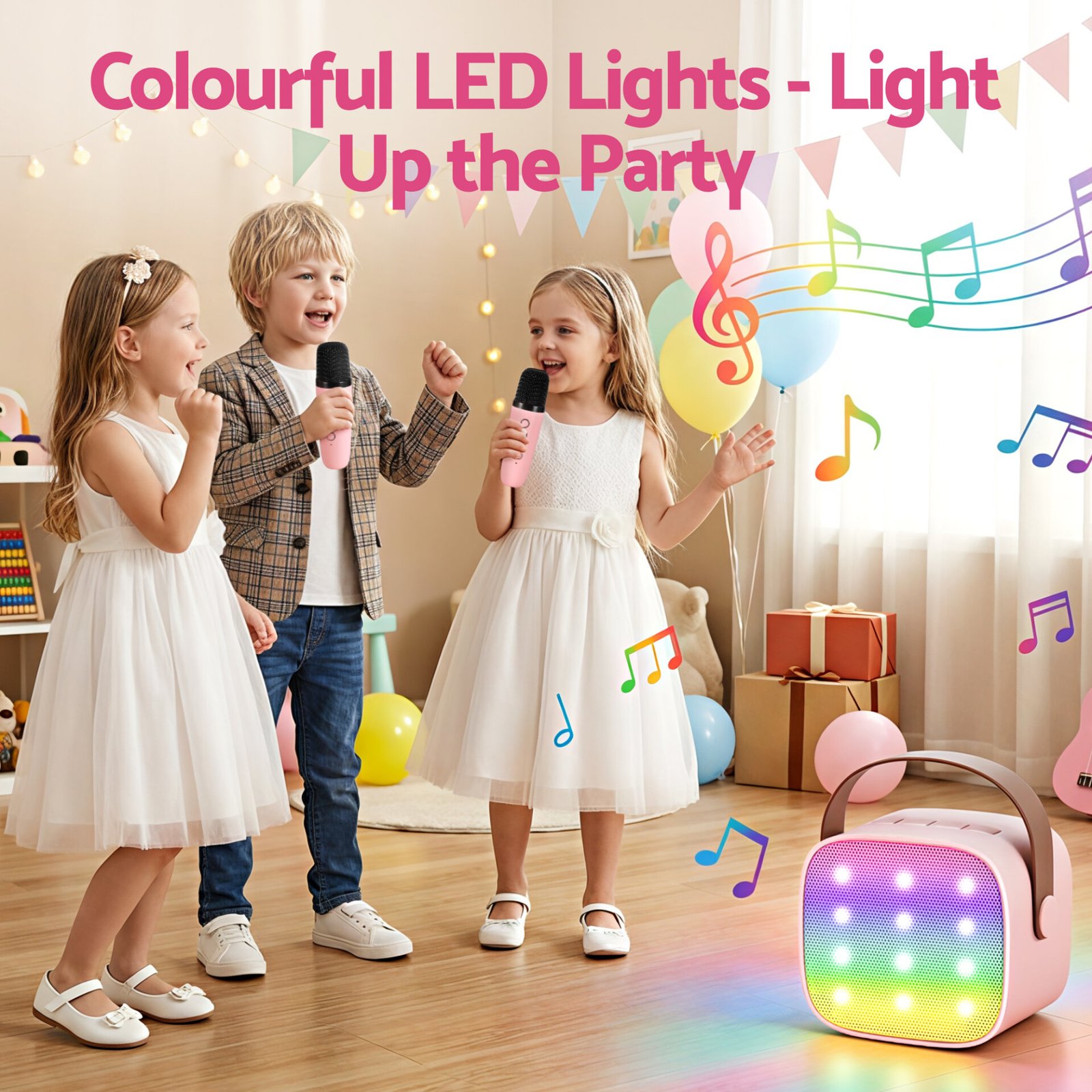 Alpha Mini Portable Karaoke Machine for Adults Kids with 2 Wireless Microphones - Image 8