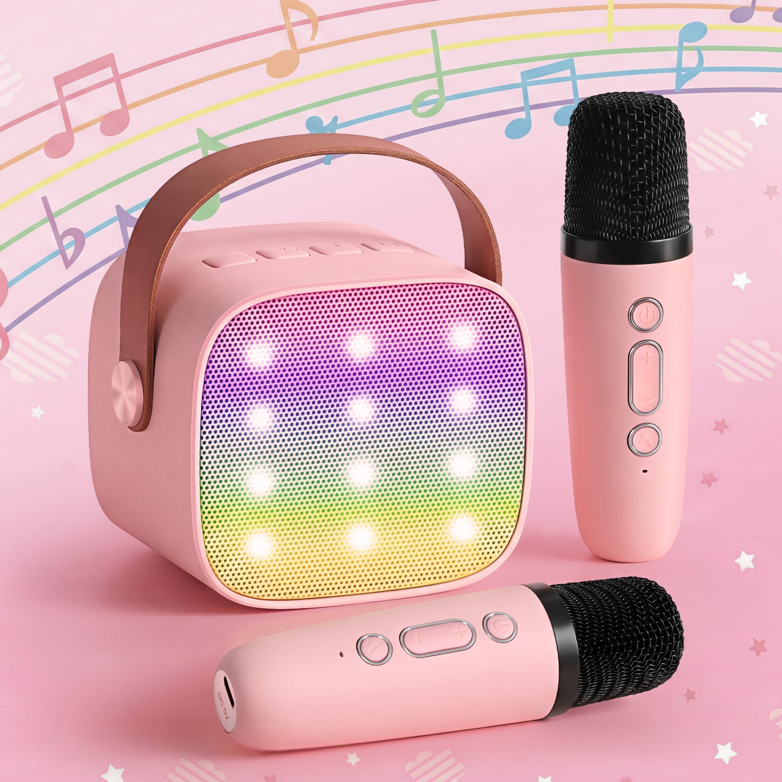 Alpha Mini Portable Karaoke Machine for Adults Kids with 2 Wireless Microphones - Image 11