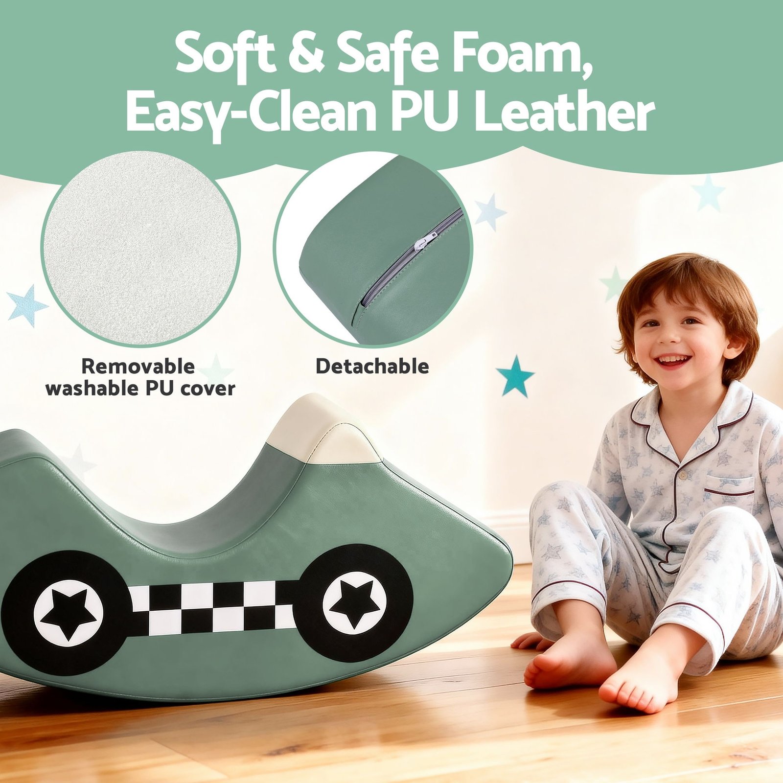 Keezi Kids Climbing Blocks Foam Toddler Playset Soft Indoor Climbing Toy Rocker Green - Image 6