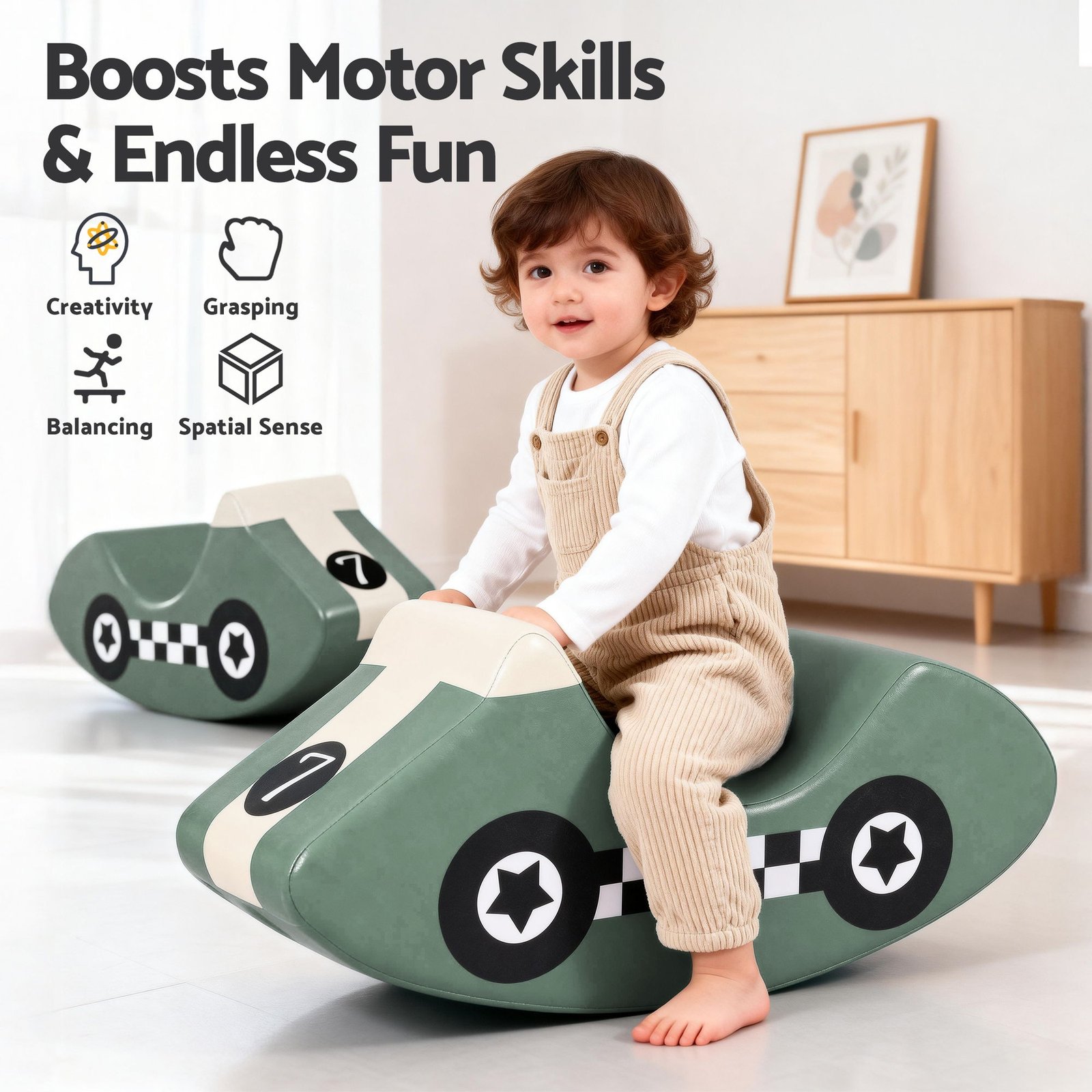 Keezi Kids Climbing Blocks Foam Toddler Playset Soft Indoor Climbing Toy Rocker Green - Image 7