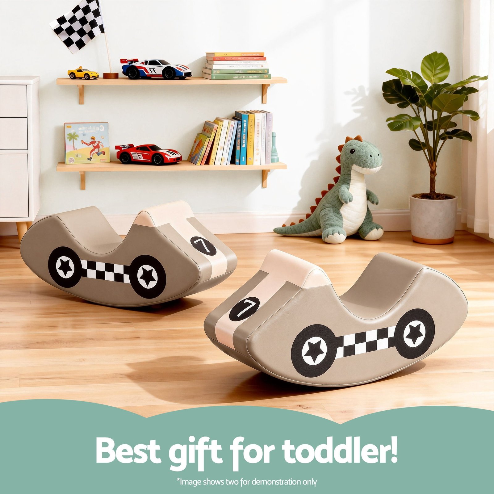 Keezi Kids Climbing Blocks Foam Toddler Playset Soft Indoor Indoor Climbing Toy Rocker Khaki - Image 4