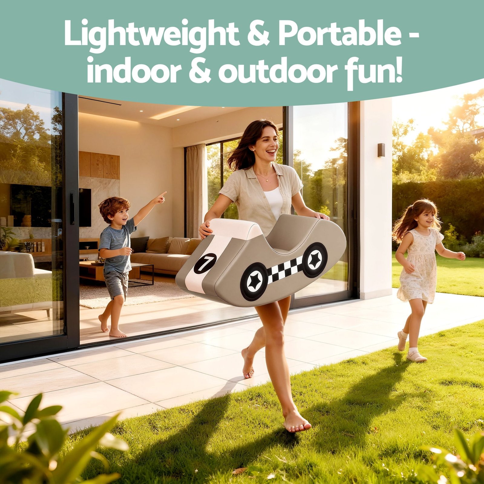 Keezi Kids Climbing Blocks Foam Toddler Playset Soft Indoor Indoor Climbing Toy Rocker Khaki - Image 5