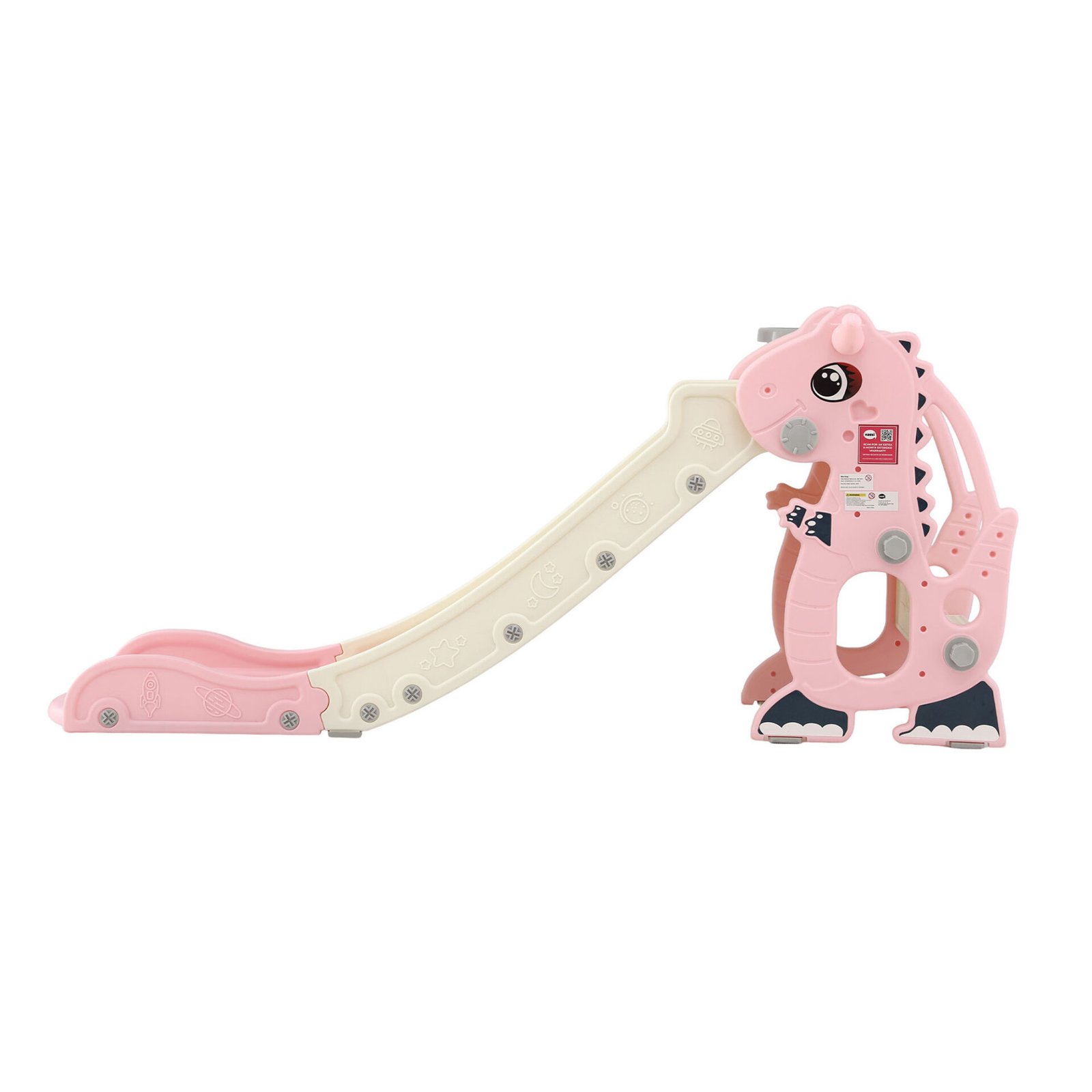 Keezi Kids Slide Set Basketball Hoop Outdoor Playground Toy Dragon 125cm Slide Pink - Image 3