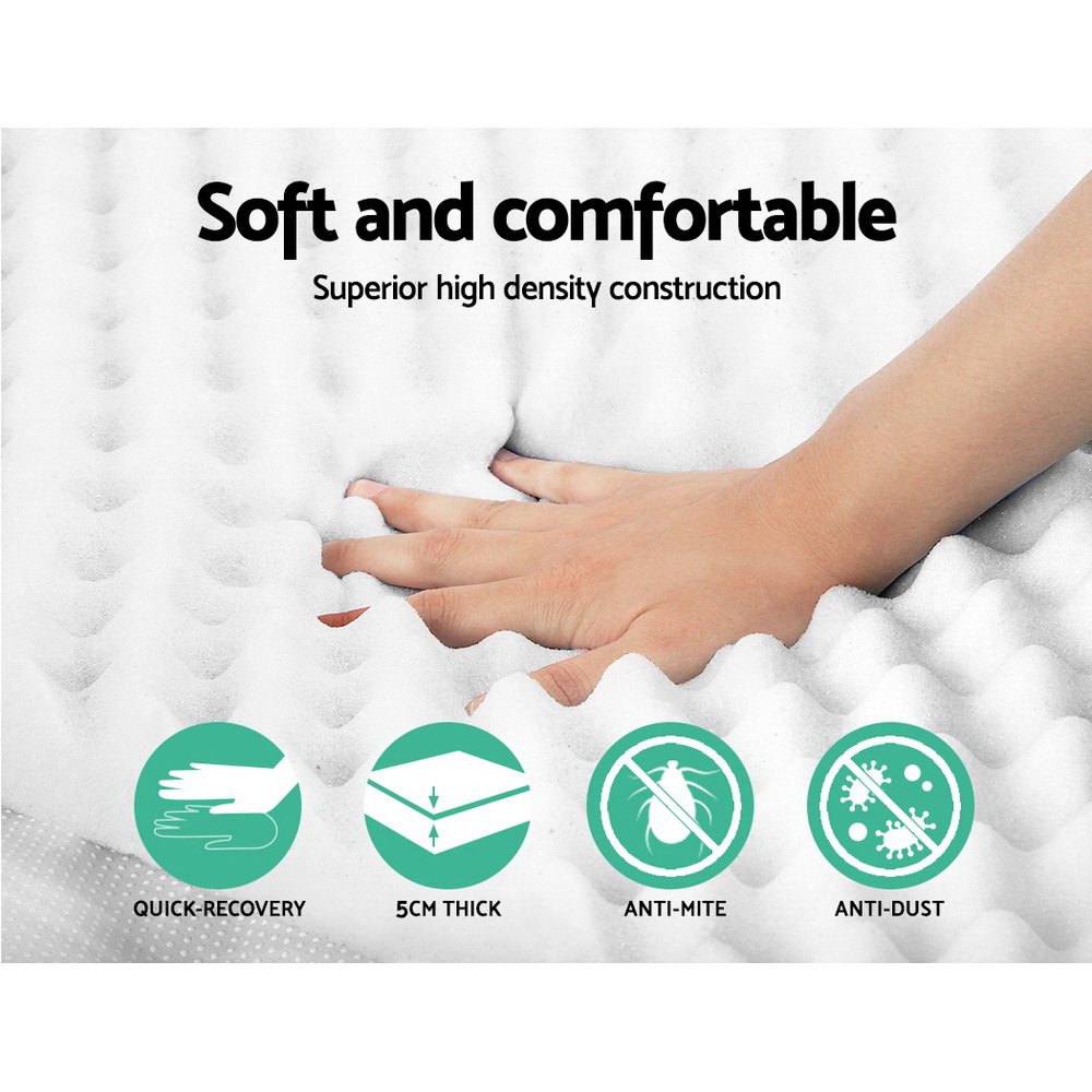Giselle Bedding Foam Mattress Topper Egg Crate 5cm Double - Image 4