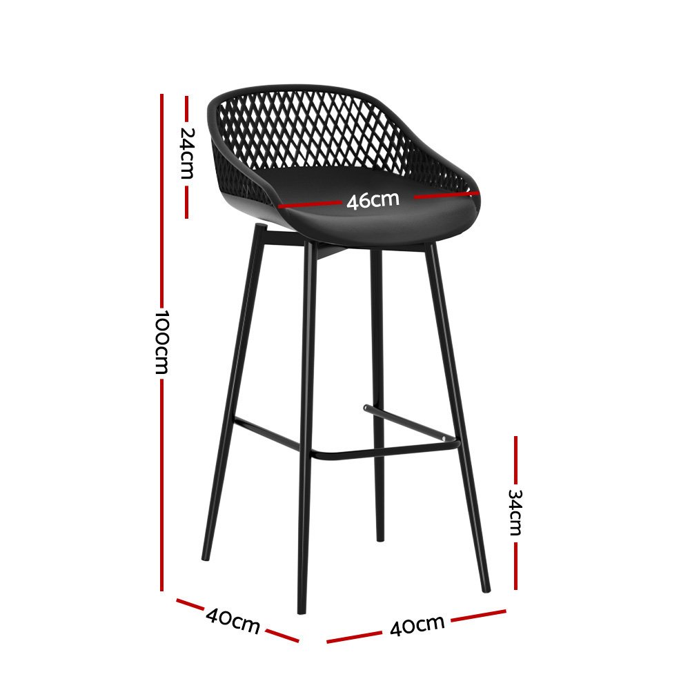 Gardeon 2x Outdoor Bar Stools Plastic Black - Image 2