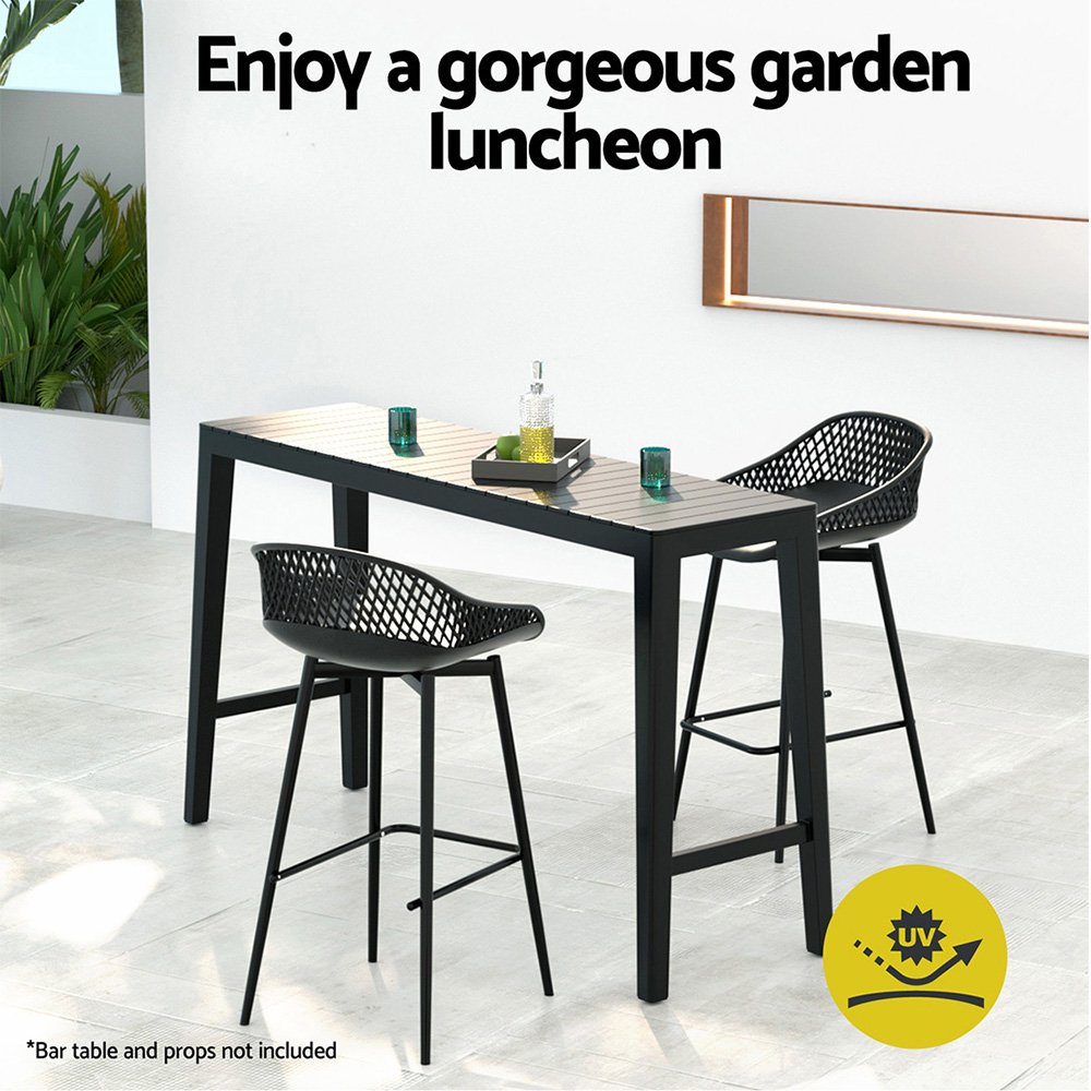 Gardeon 2x Outdoor Bar Stools Plastic Black - Image 4