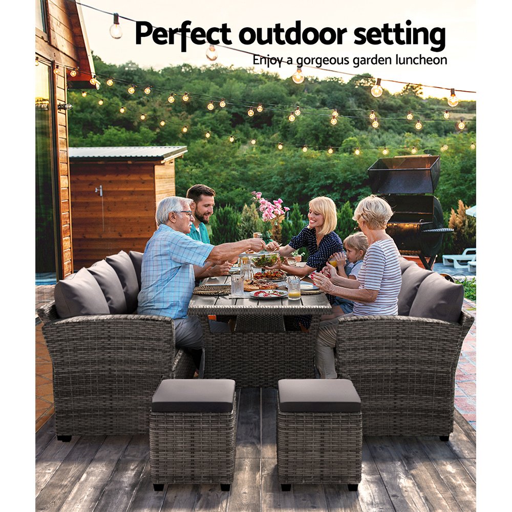Gardeon Outdoor Dining Set Wicker Table Chairs Setting 8 Seater - Image 4