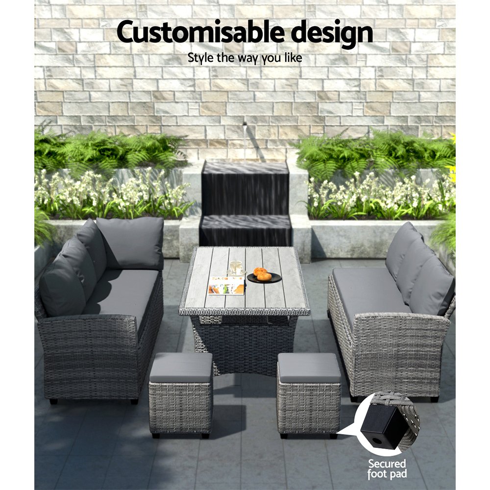 Gardeon Outdoor Dining Set Wicker Table Chairs Setting 8 Seater - Image 5
