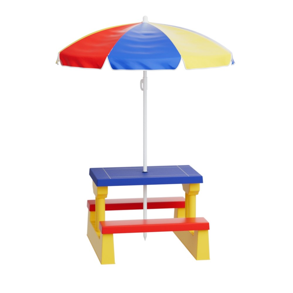 Keezi Kids Outdoor Table and Chairs Set Picnic Bench Umbrella Children Indoor - Image 3