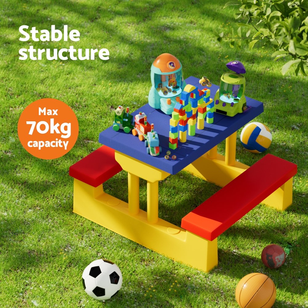 Keezi Kids Outdoor Table and Chairs Set Picnic Bench Umbrella Children Indoor - Image 6