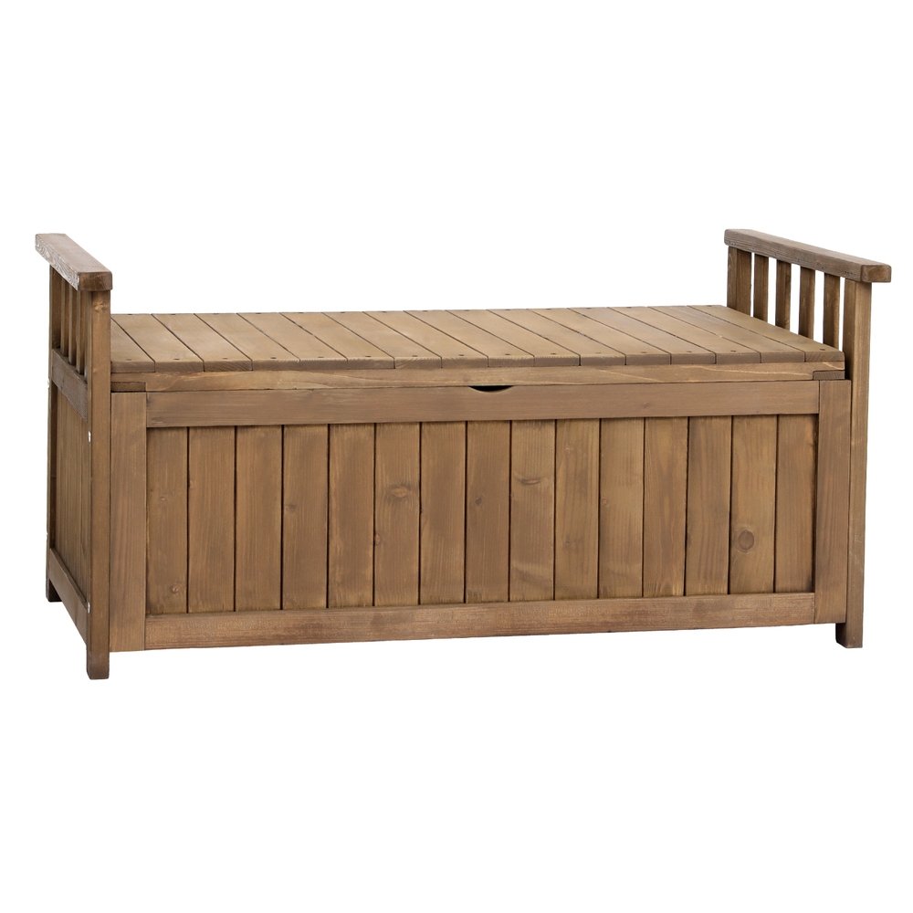 Gardeon Outdoor Storage Bench Box Wooden Garden Toy Tool Sheds Patio Furniture Brown - Image 3