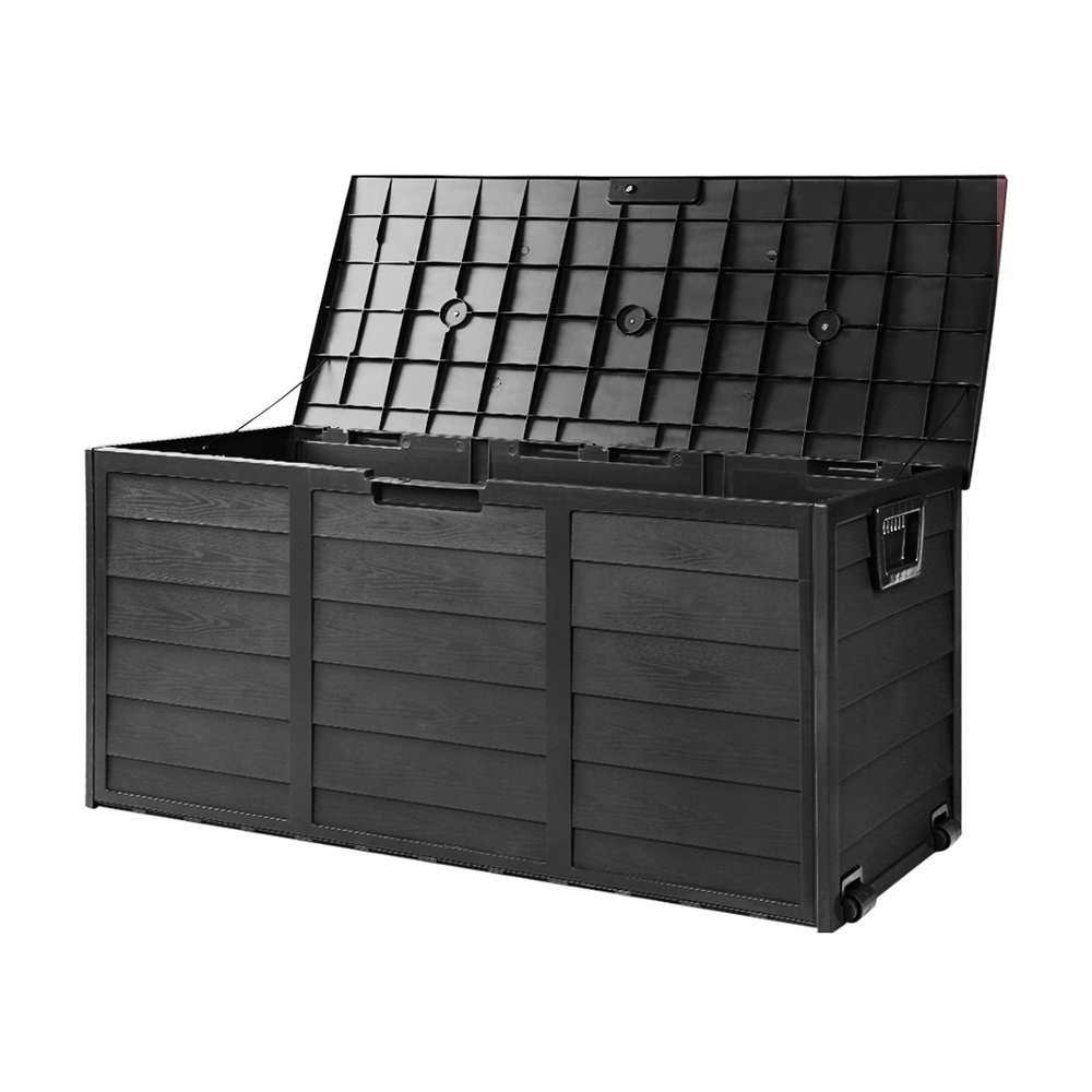 Gardeon Outdoor Storage Box 290L Lockable Organiser Garden Deck Shed All Black - Image 8