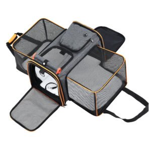 i.Pet Pet Carrier Bag Foldable Expandable Dog Cat Travel Cage Portable Car Kennel