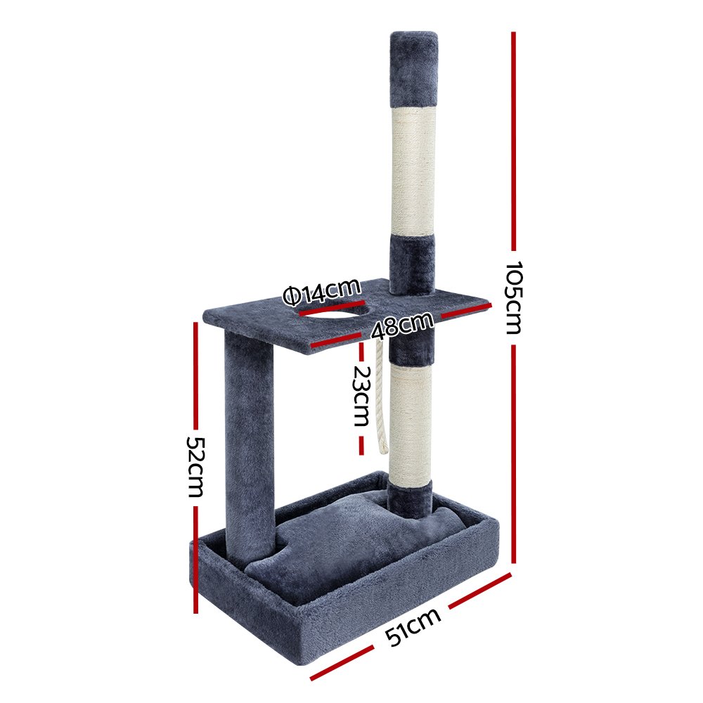 i.Pet Cat Tree 102cm Scratching Post Tower Scratcher Condo House Board Grey - Image 2
