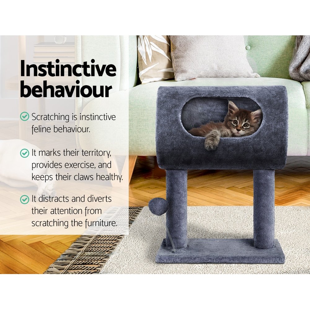i.Pet Cat Tree 53cm Scratching Post Tower Scratcher Wood Condo House Trees Grey - Image 4
