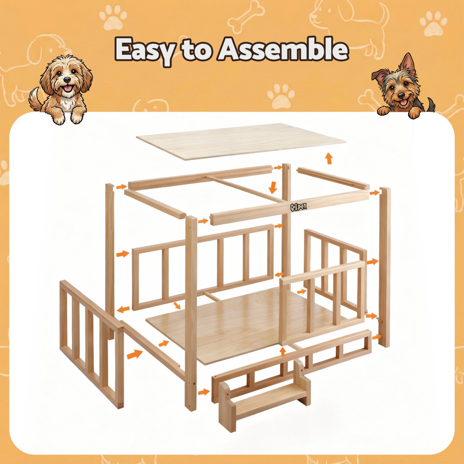 i.Pet 2in1 Dog Kennel Crate Furniture Grey Bedding Wooden House Indoor - Image 8