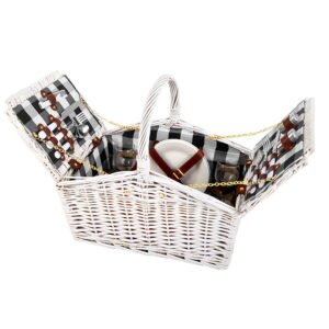Alfresco 2 Person Picnic Basket Set Willow Vintage Baskets Insulated Blanket Bag
