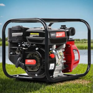 Giantz Petrol Water Pump, 2" 7HP Max High Flow Transfer Fire Fighting Pumps Rain Tank Oil Irrigation Garden Farm Pond Outdoor Irrigations, with Hose Fittings Inlet Filter Rubber Feet Black Red