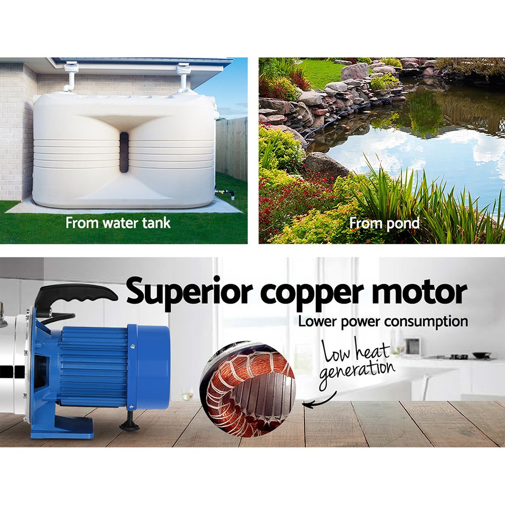 Giantz Garden Water Jet Pump High Pressure 1100W Tank Rain Farm Irrigation House - Image 5