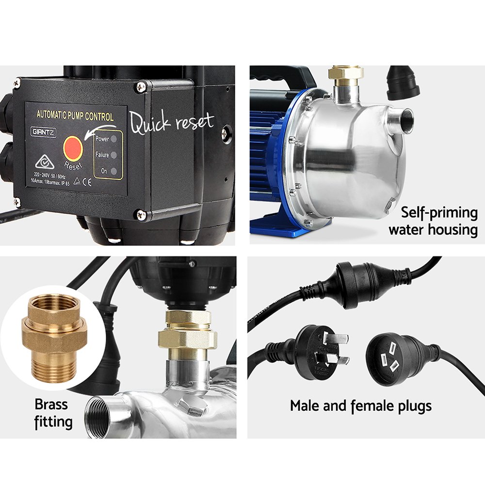 Giantz Garden Water Jet Pump High Pressure 1100W Tank Rain Farm Irrigation Black - Image 6