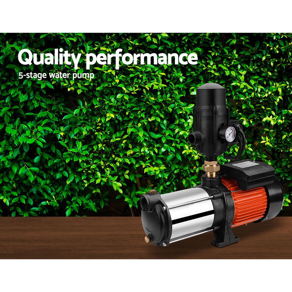 Giantz 1800W Max 5-Stage Garden Water Pump High Pressure Irrigation Booster Pump, Automatic Multi-Stage External Sprinkler Pump for Rainwater Tank Transfer, Home Farm Lawn, Black - Image 7