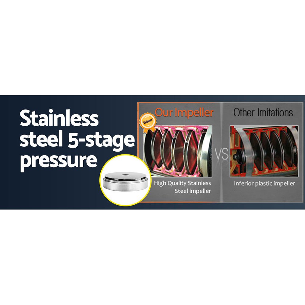 Giantz Garden Water Pump High Pressure 2000W Max 5-Stage Tank Irrigation Transfer Booster Pump Black - Image 2