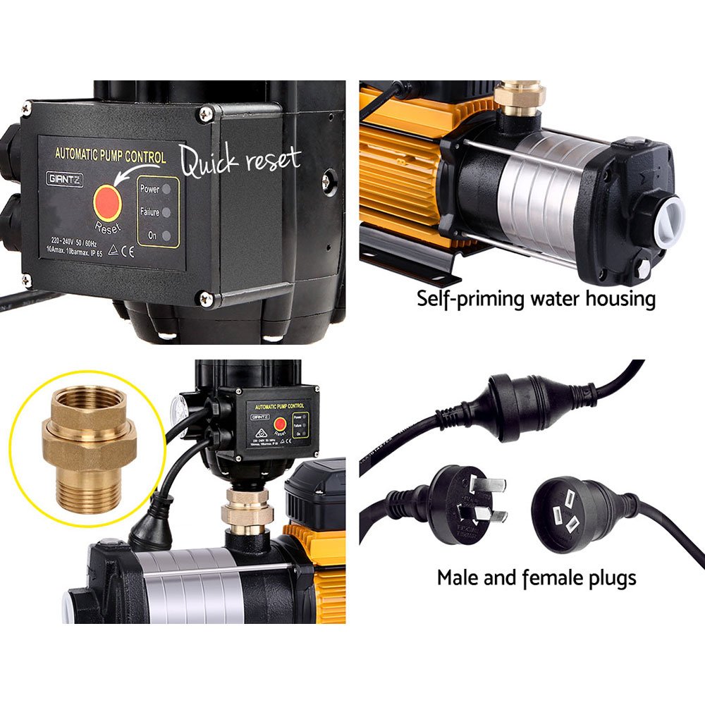 Giantz Garden Water Pump High Pressure 2500W Max 6-Stage Tank Irrigation Transfer Booster Pump Black - Image 5