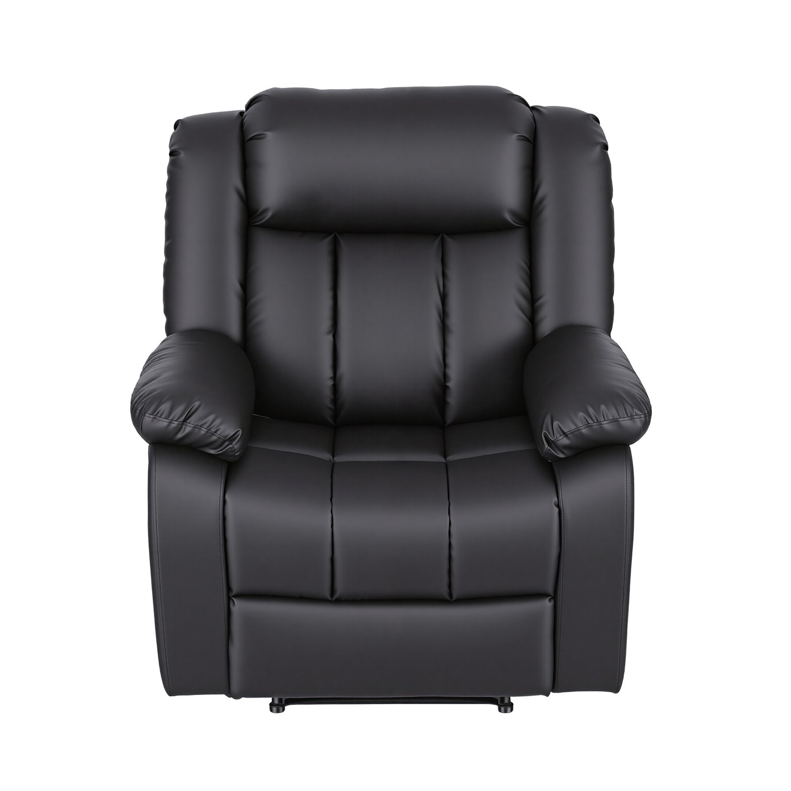 Artiss Manual Massage Recliner Chair for Living Room, Leather Sofa Lounge Reclining Chair with 2 USB Port, 160° Recline Reading Chair with 20CM Wide Armrests, 8 Point Vibration & Lumbar Heat, Black - Image 3