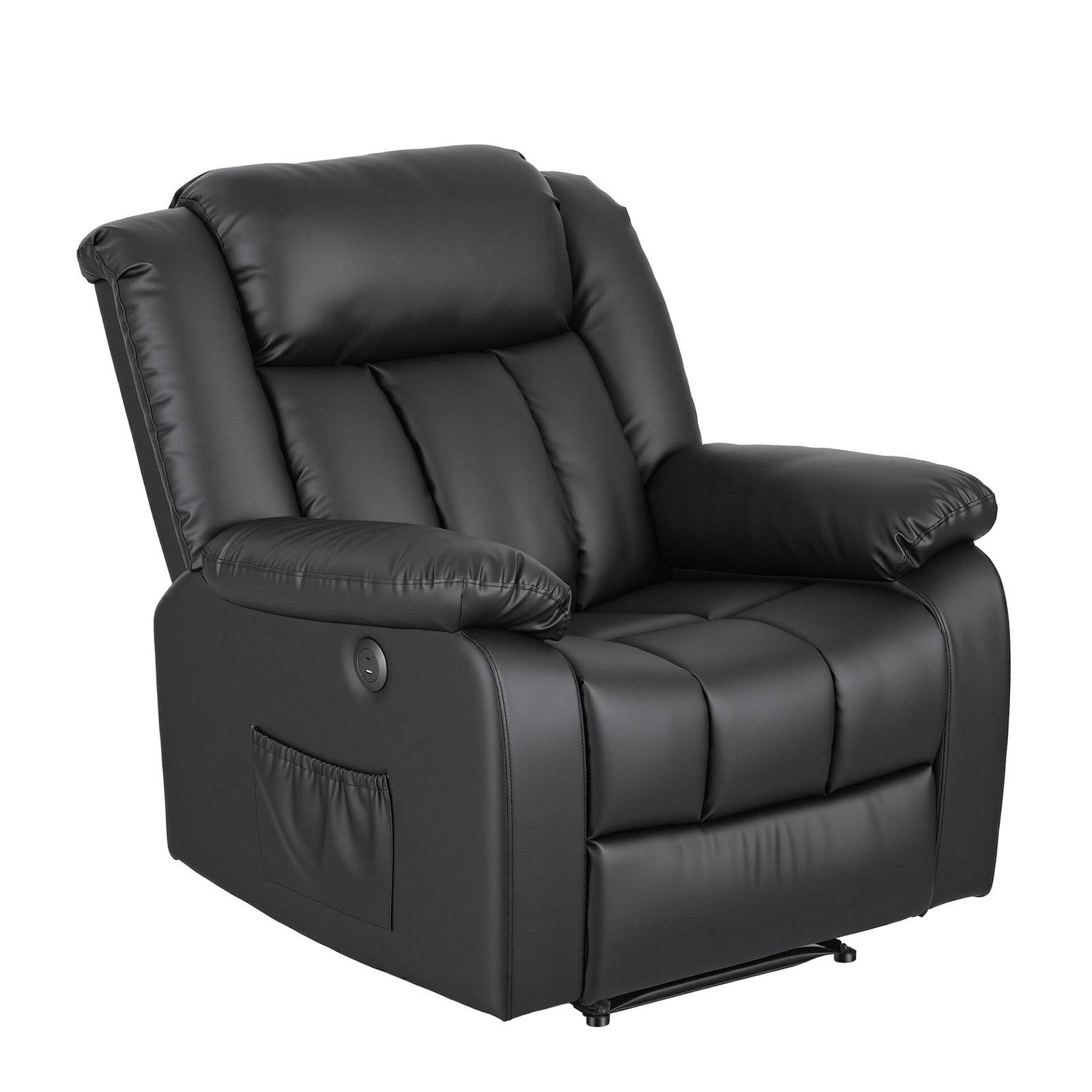 Artiss Manual Massage Recliner Chair for Living Room, Leather Sofa Lounge Reclining Chair with 2 USB Port, 160° Recline Reading Chair with 20CM Wide Armrests, 8 Point Vibration & Lumbar Heat, Black - Image 10