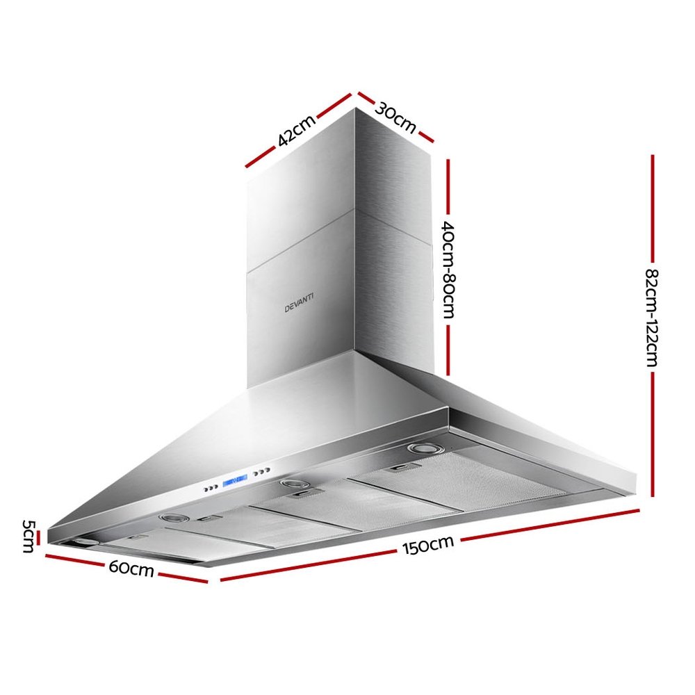 Devanti 1500mm Range Hood 150cm BBQ Commercial Rangehood - Image 2