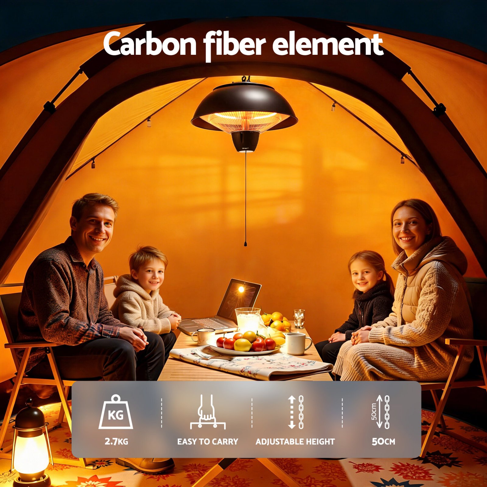 Devanti 1500W Electric Patio Infrared Heater Hanging Heaters Ceiling Mounted Remote - Image 6