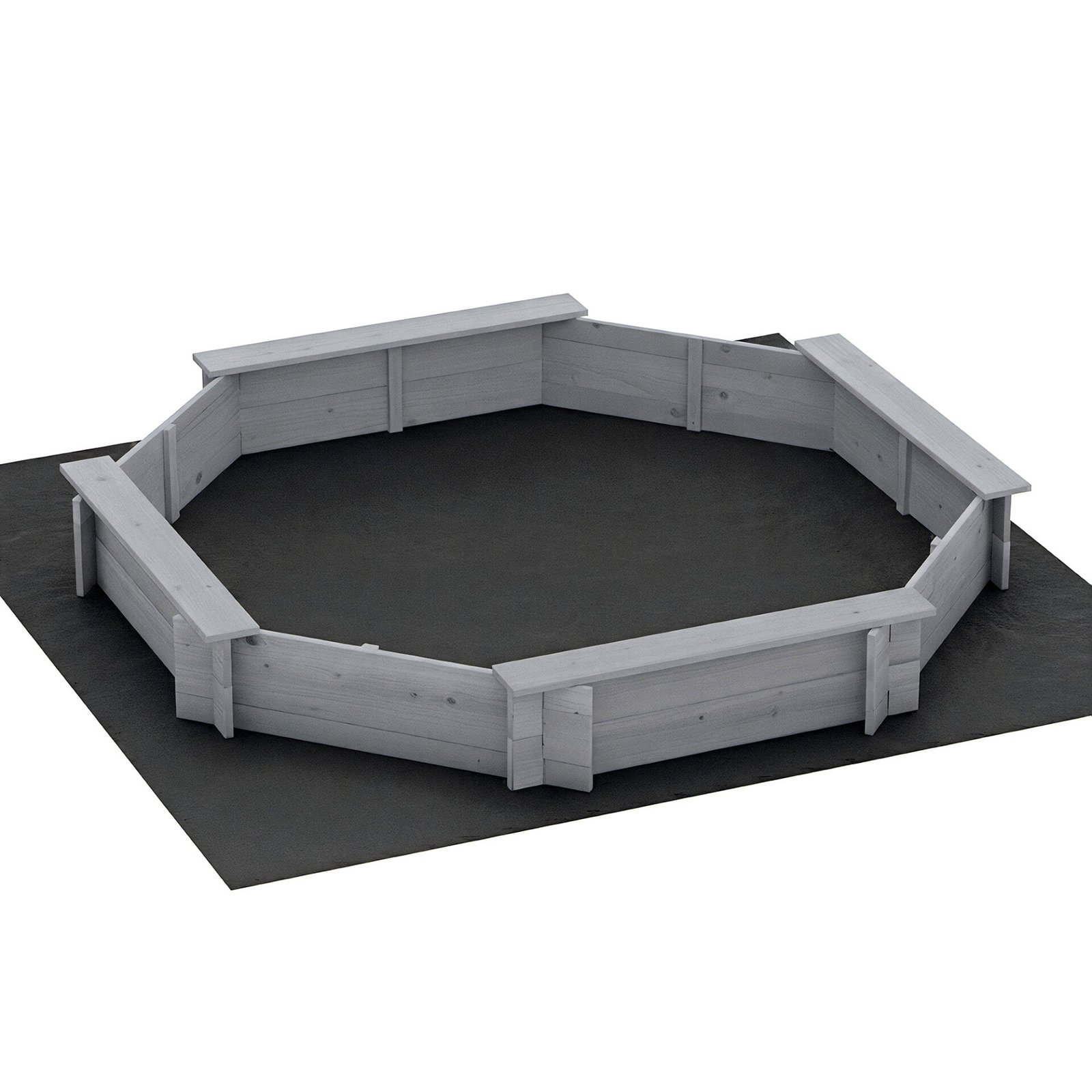 Keezi Kids Sandpit Wooden Round Sand Pit with Cover Bench Seat Beach Toys 182cm Grey - Image 8