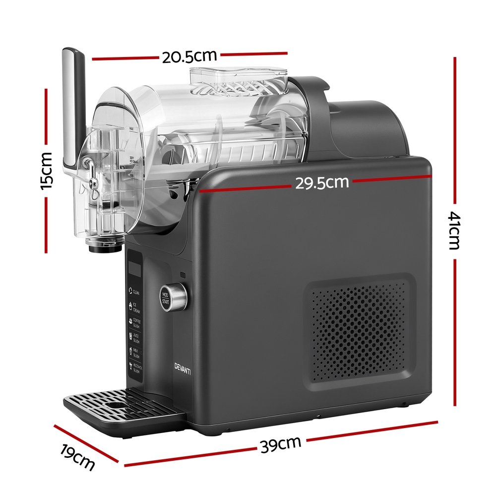 Devanti 5in1 Slushie Machine Ice Cream Maker 2L Grey - Image 2