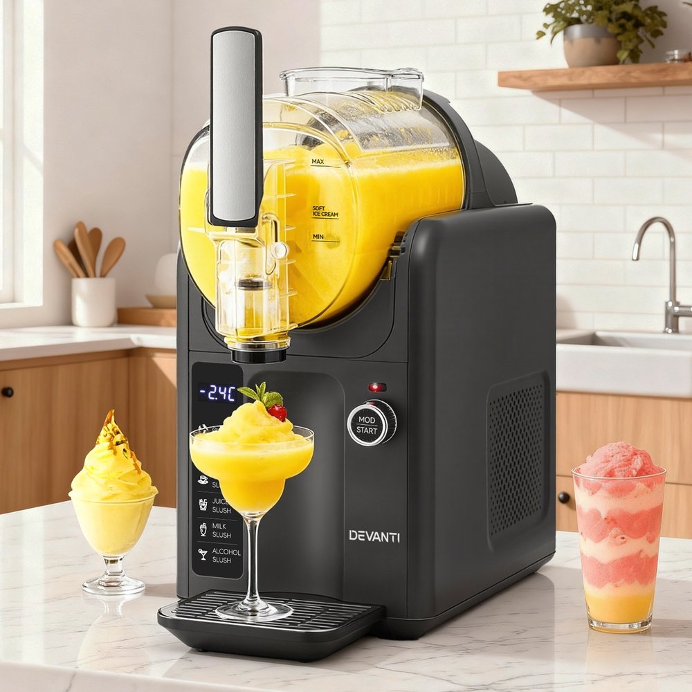 Devanti 5in1 Slushie Machine Ice Cream Maker 2L Grey - Image 7