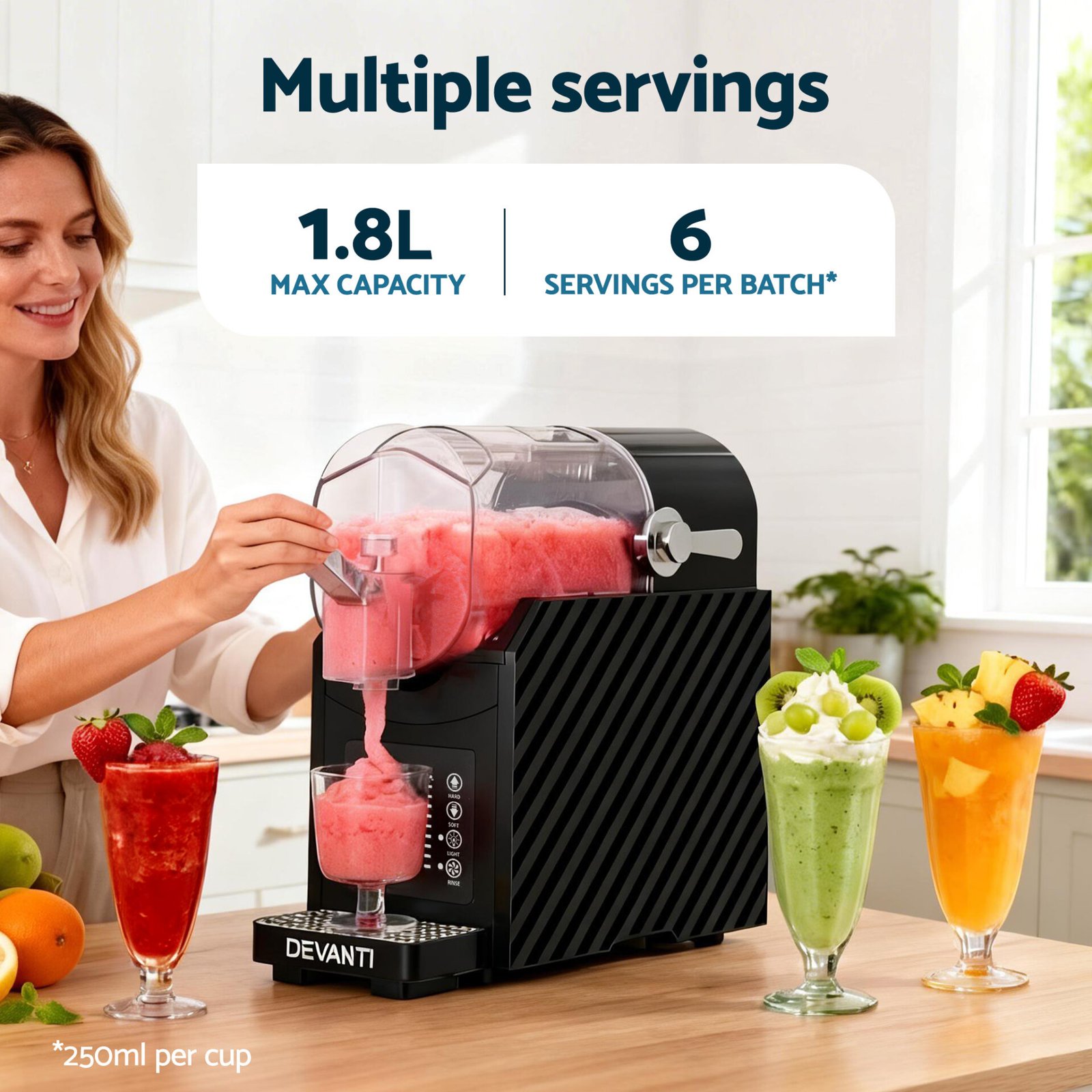 Devanti 1.8L Slushie Machine Maker Frozen Smoothies Milkshakes Black - Image 5