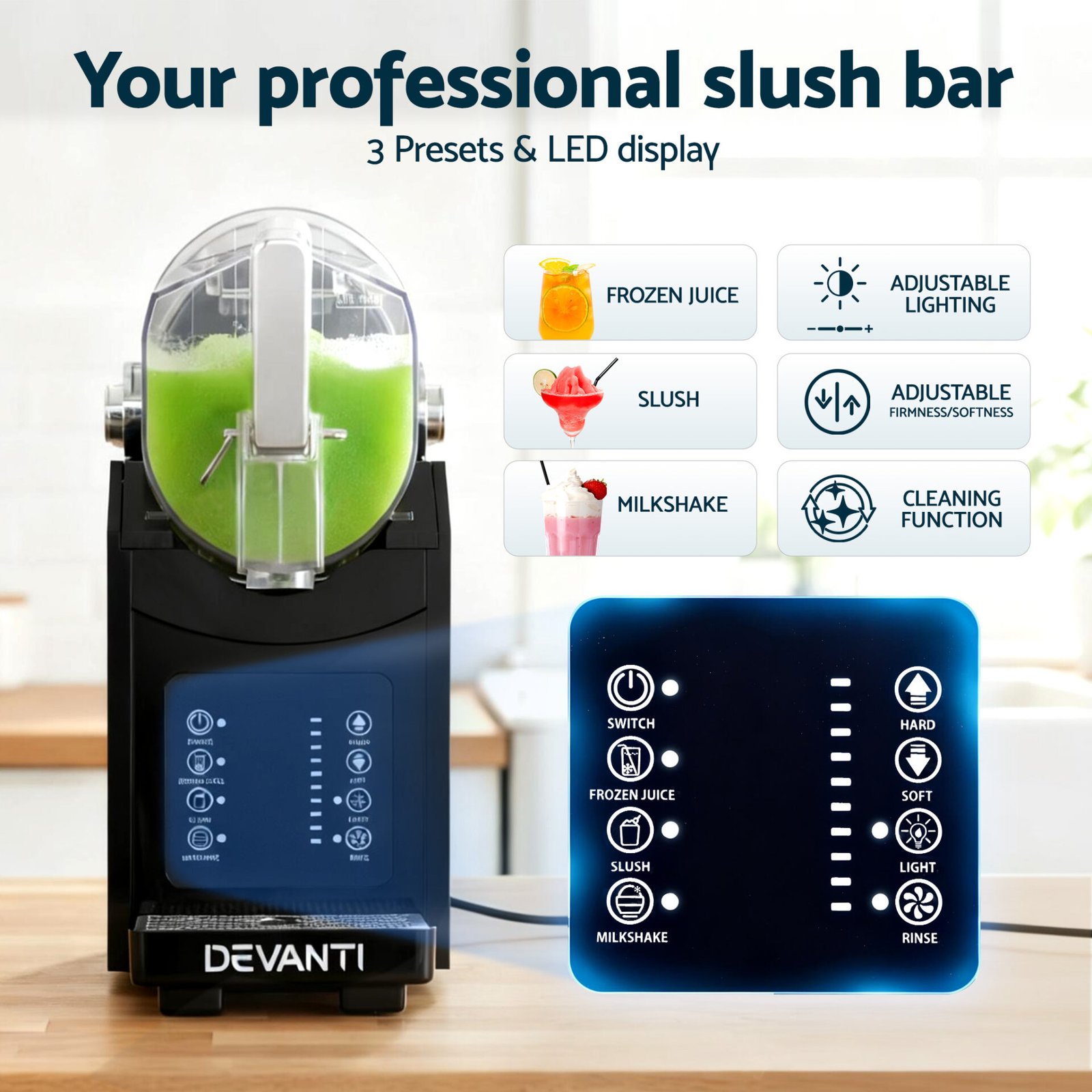 Devanti 1.8L Slushie Machine Maker Frozen Smoothies Milkshakes Black - Image 7