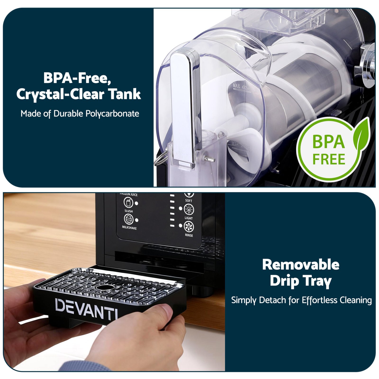 Devanti 1.8L Slushie Machine Maker Frozen Smoothies Milkshakes Black - Image 8