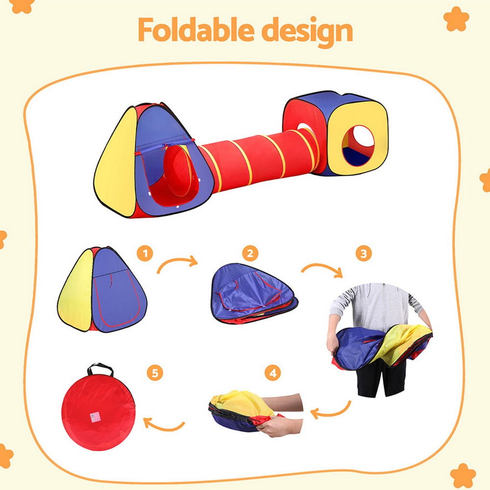 Keezi Kids Playhouse Play Tent Pop Up Teepee Castle Crawl Tunnel Outdoor Indoor Toys Children Gift - Image 8