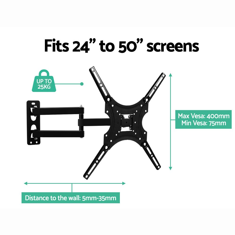 Artiss TV Wall Mount Bracket for 24"-50" LED LCD TVs Full Motion Strong Arms - Image 6