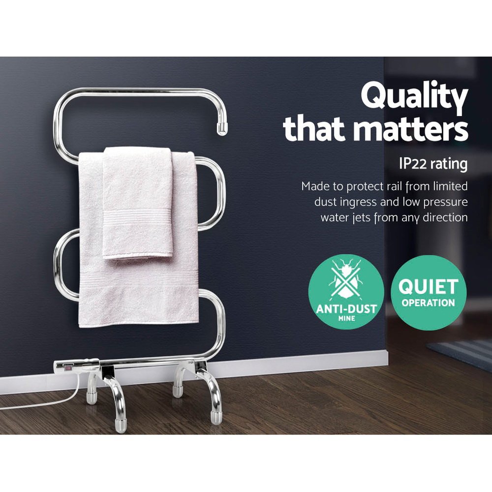 Devanti Electric Heated Towel Rail Rack 5 Bars Freestanding Clothes Dry Warmer - Image 4