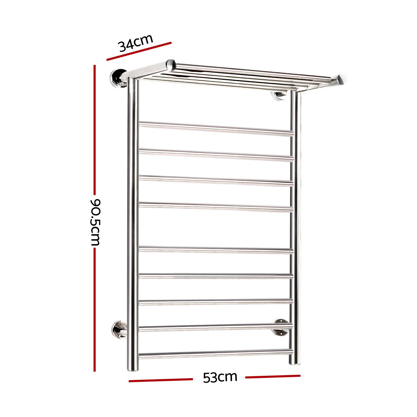 Devanti Electric Heated Towel Rail Rack 14 Bars Wall Mounted Clothes Dry Warmer - Image 2